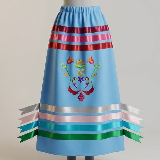 Embroidery Metis Floral Ribbon Skirt