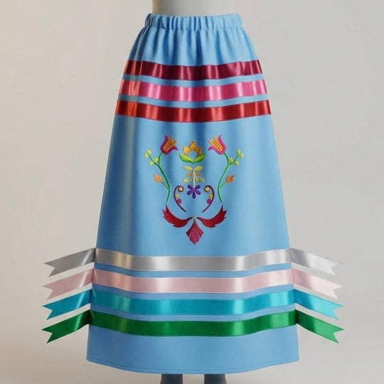 Embroidery Metis Floral Ribbon Skirt