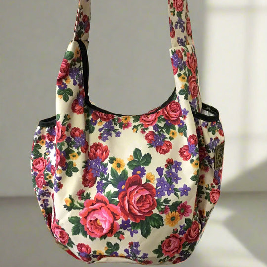 White  small print Kookum Crossbody Bag