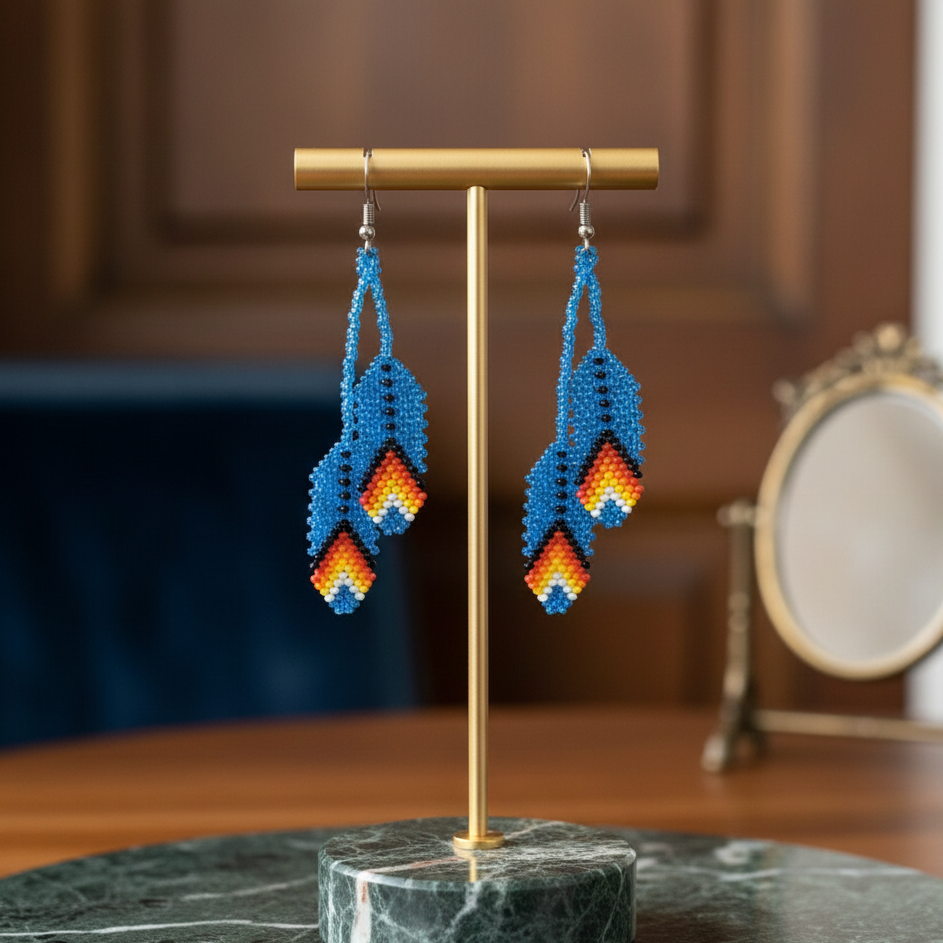 OldTribes light blue feather earrings