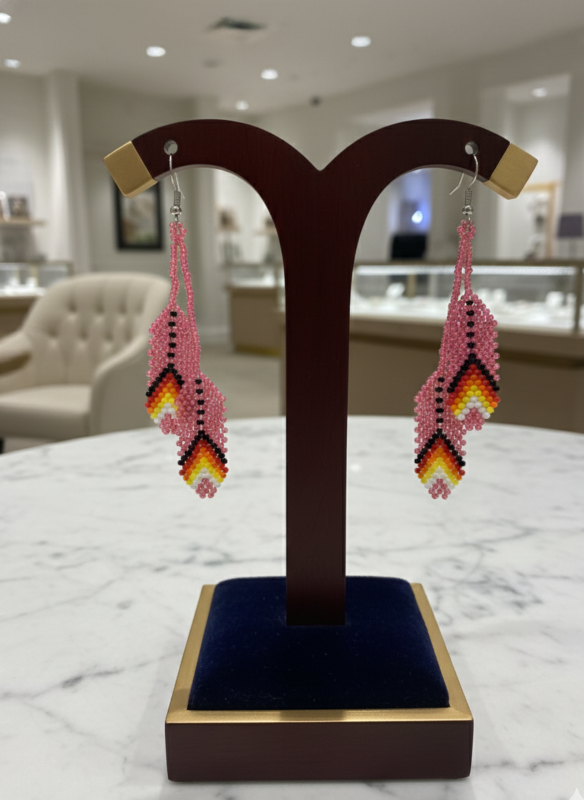 OldTribes™ Pink  Beaded Earrings