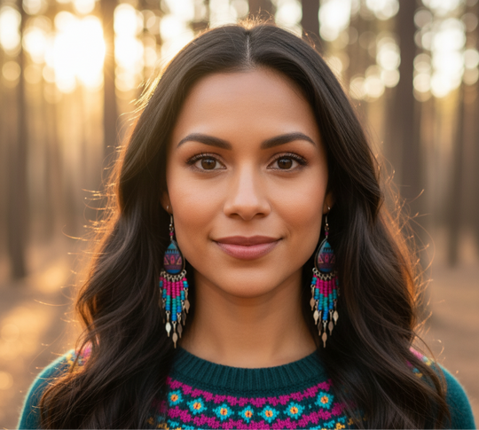 OldTribes™ Small Sized Southwestern Turquoise and Pink Teardrop Earrings
