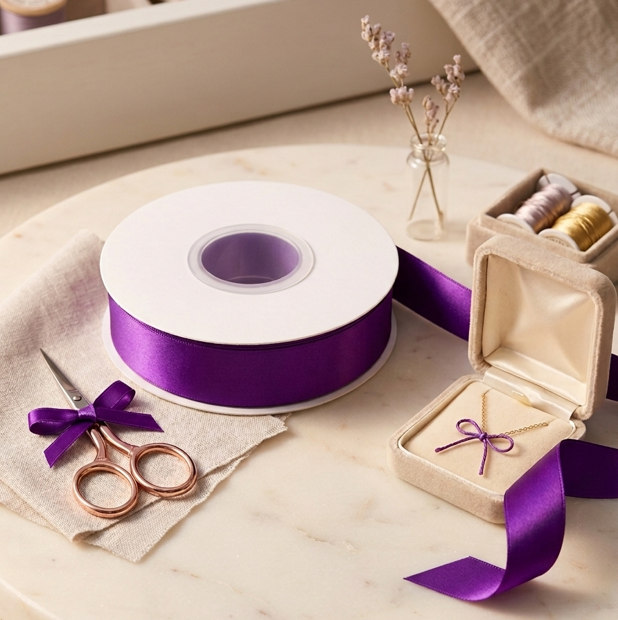 OLDTRIBES 30 Meter Double Face Purple #467 Ribbon Roll