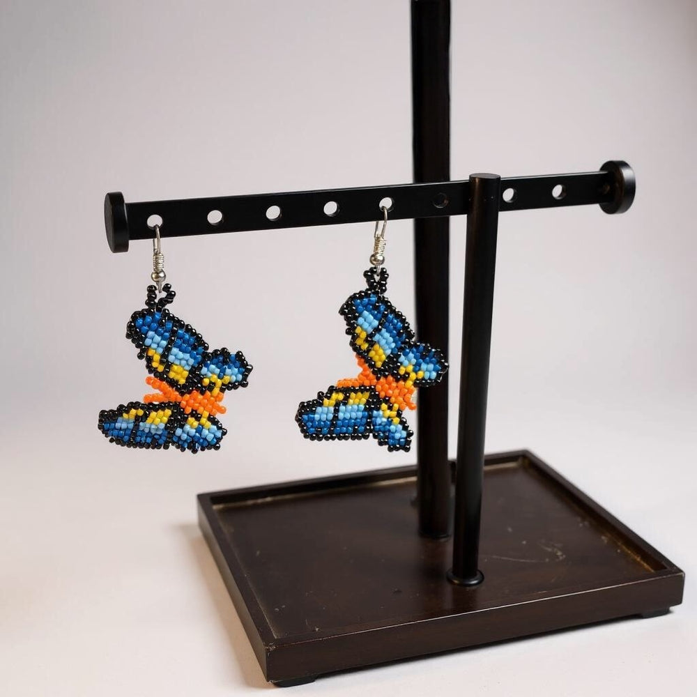 Orange  Butterfly Beaded Earrings