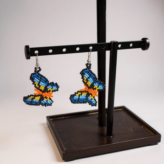 Orange  Butterfly Beaded Earrings