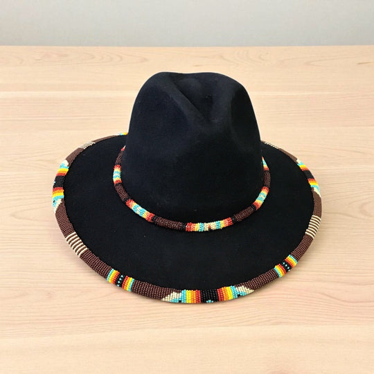 Size-58 Handmade Beaded Hat(Black)