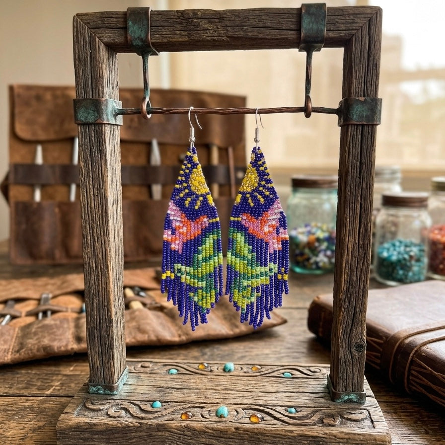 Blue Sky Dancer Beaded Earrings