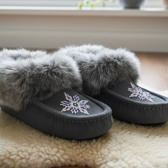Moccasins with Beadwork (Size 6)