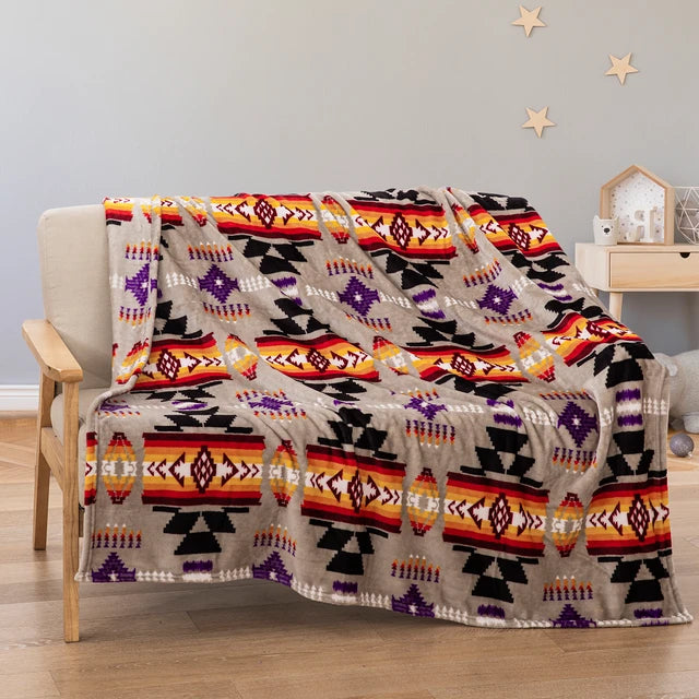 Southwest Pattern Throw Blanket (Grey)