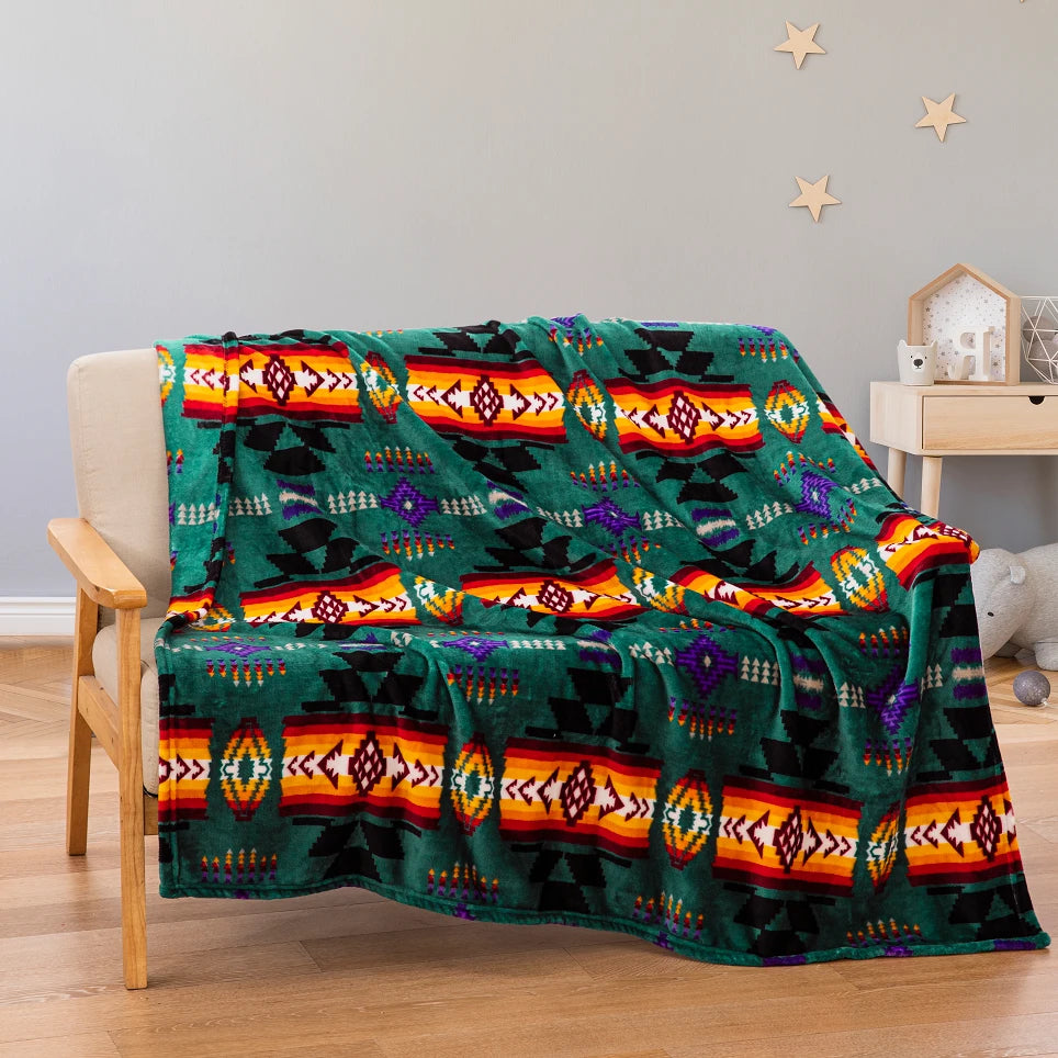 Southwest Pattern Throw Blanket (Teal)