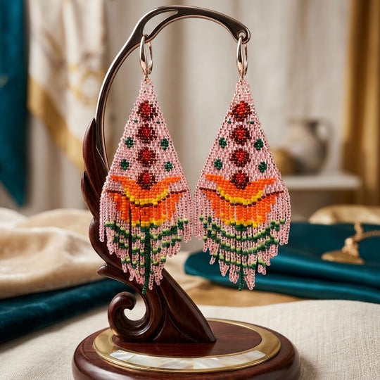 Pink Flame Blossom Drop Earrings
