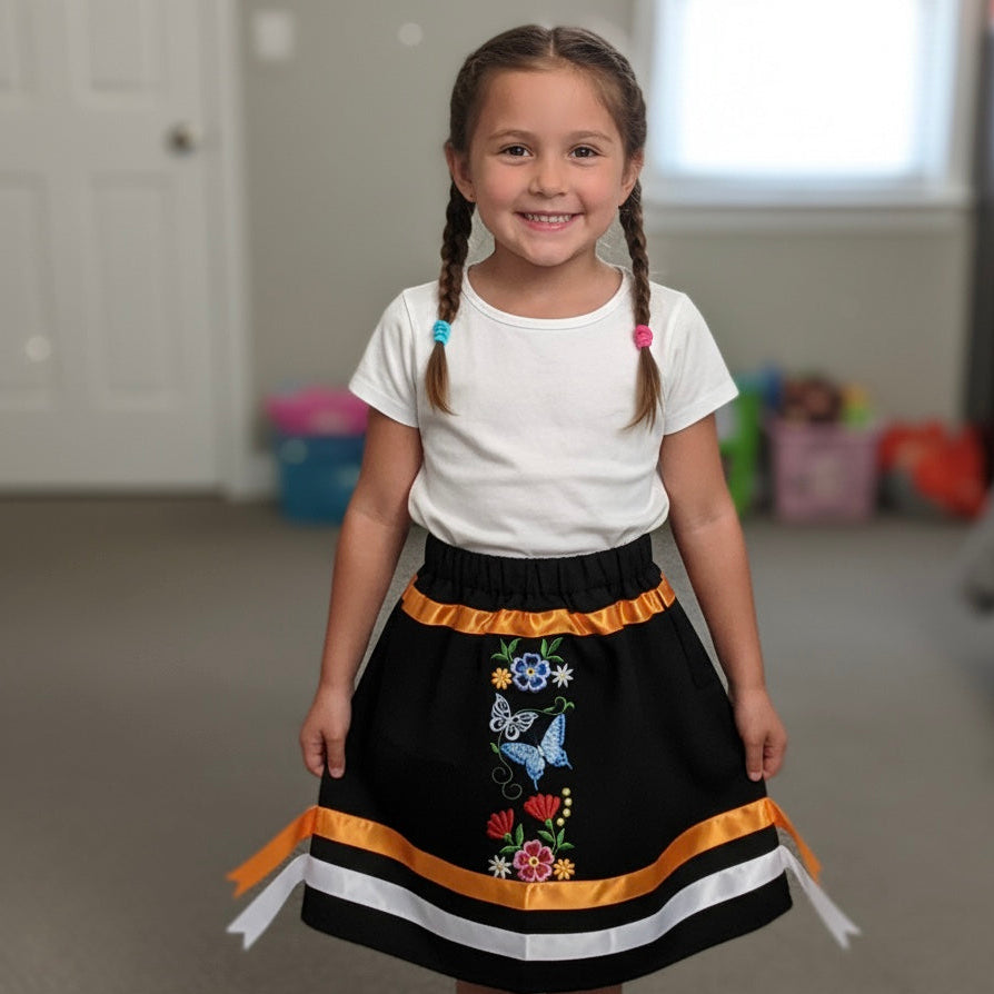 OLDTRIBES Infants Embroidered Flowers Ribbon Skirt