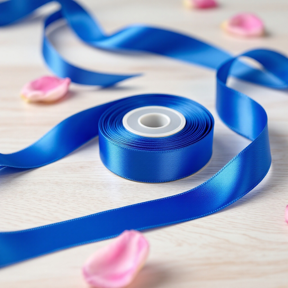 OLDTRIBES Satin Ribbon Double Face-Blue #329- 3.8 cm Wide