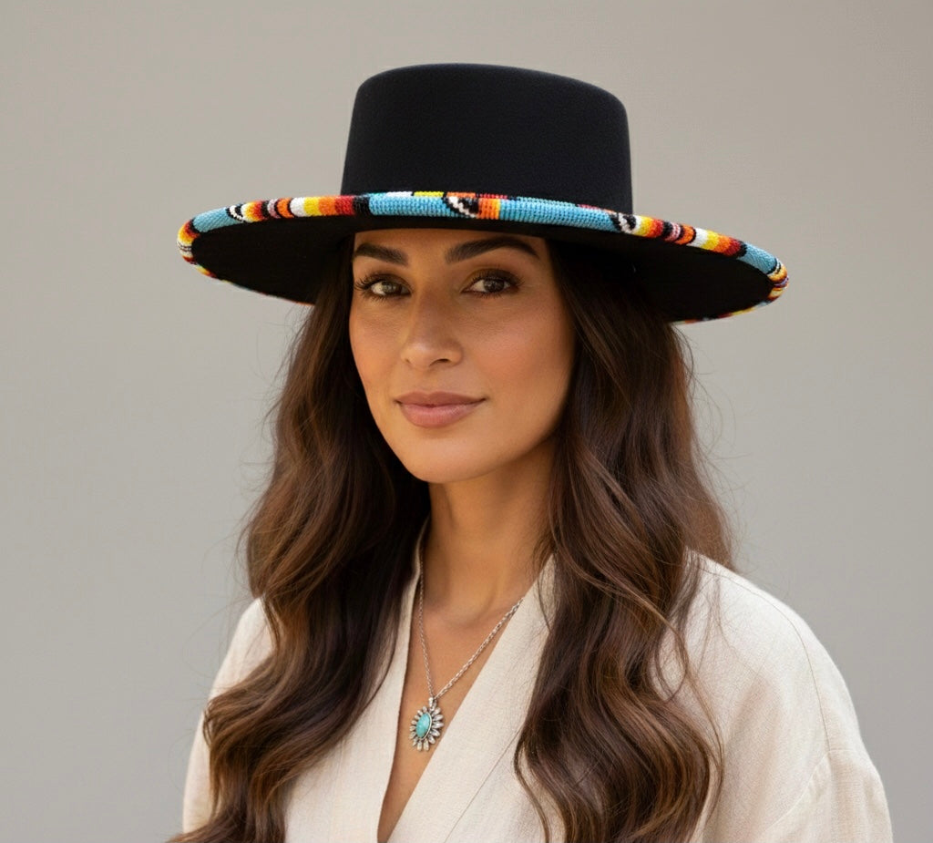 Size-56 Handmade Beaded Hat(Grey)