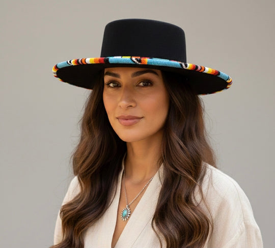 Size-56 Handmade Beaded Hat(Grey)