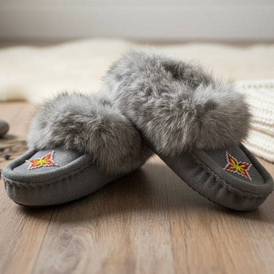 Moccasins with Beadwork (Size 6)