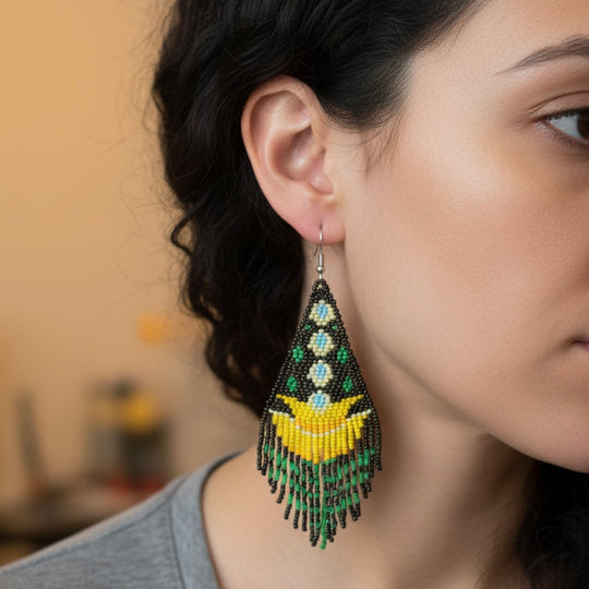 Brown Flame Blossom Drop Earrings