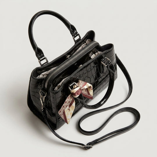 Chic Croc-Embossed Mini Satchel