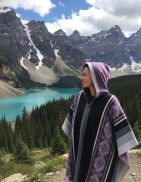 (Purple  and grey Soft Handmade Wool Ponchos