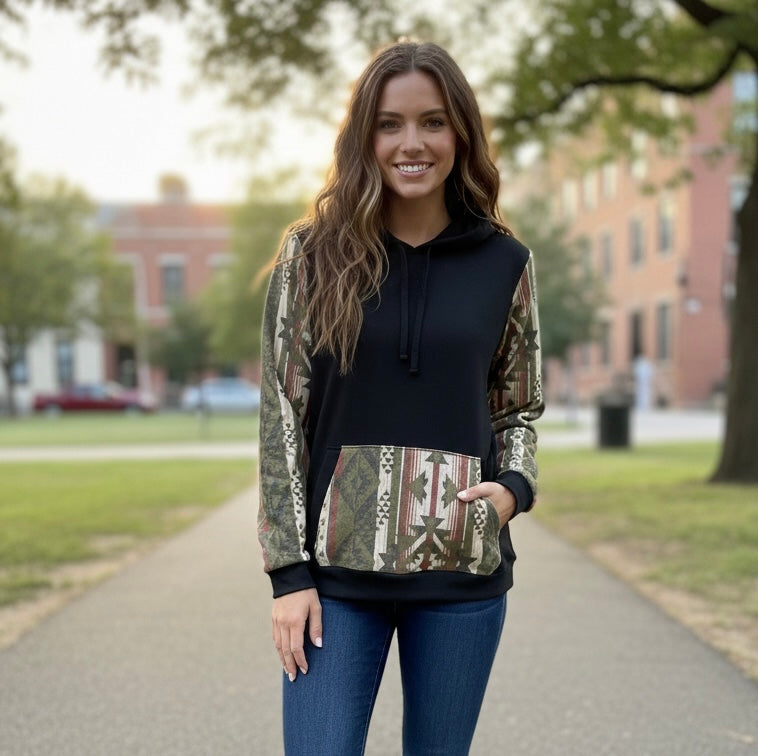 Green native design hoodie