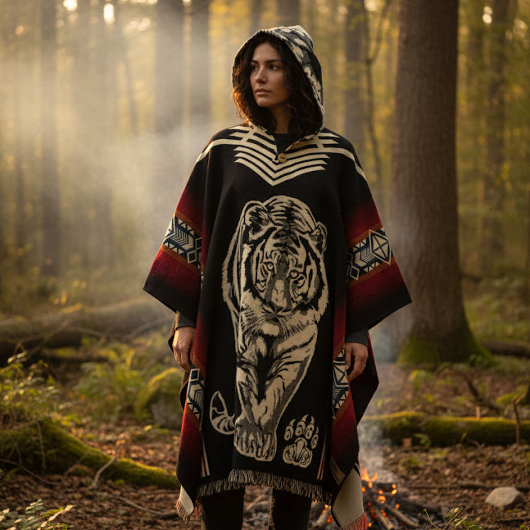 OLDTRIBES Tiger HandMade Wool Poncho