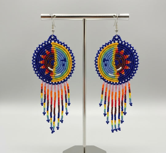 Blue Sun & Moon Beaded Fringe