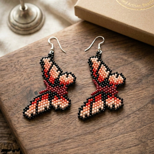 Red Butterfly Beaded Earrings