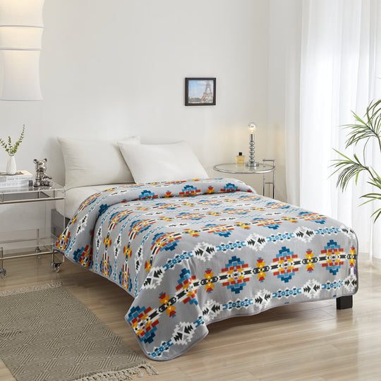 White and Grey Fleece Blanket