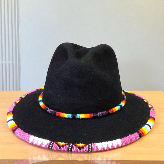 Size- 56 Handmade Beaded Hat(Black)