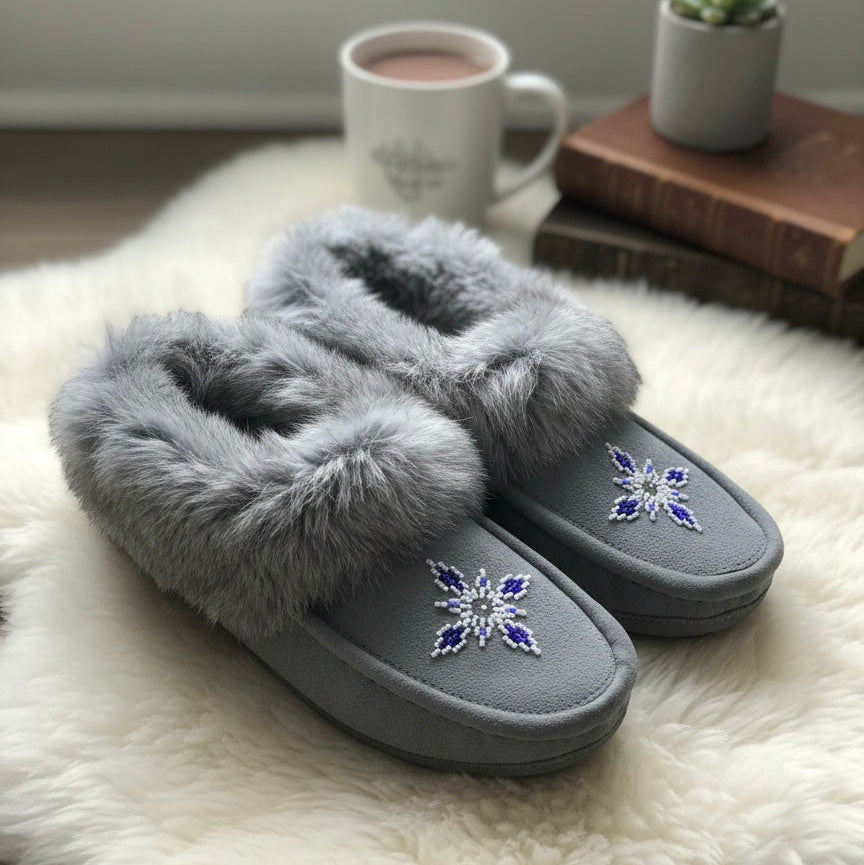 Moccasins with Beadwork (Size 9)