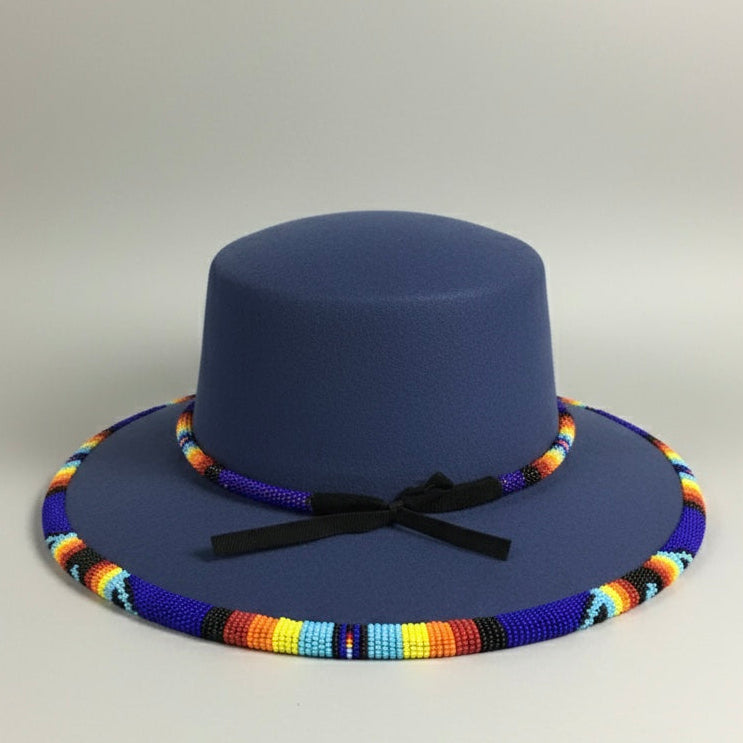 Size-56 Handmade Beaded Hat (BLUE)