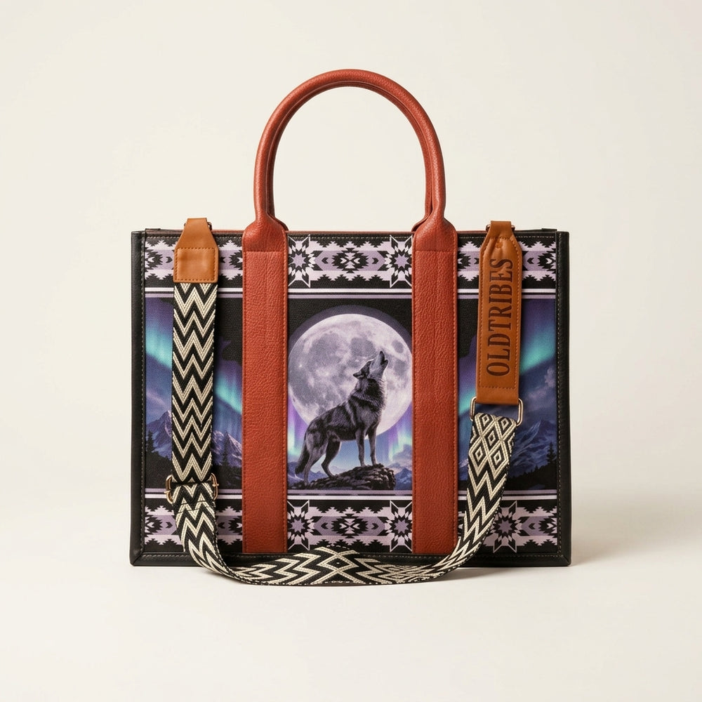 OLDTRIBES™  Leather Handbag (Howling Wolf)
