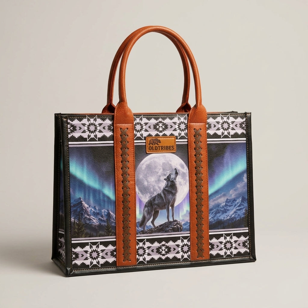 OLDTRIBES™  Leather Handbag (Howling Wolf)