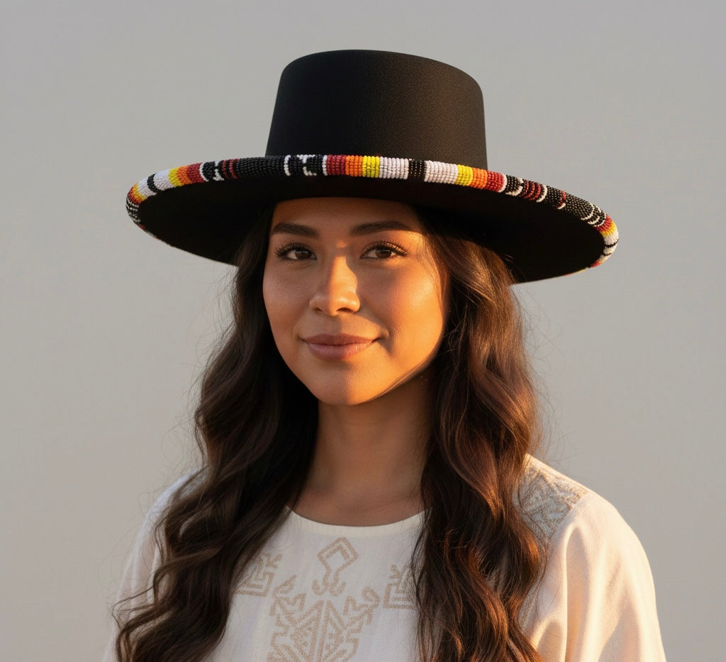 Size-56 Handmade Beaded Hat(Grey)