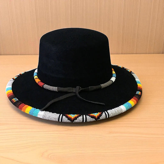 Size-57 Handmade Beaded Hat(Black)