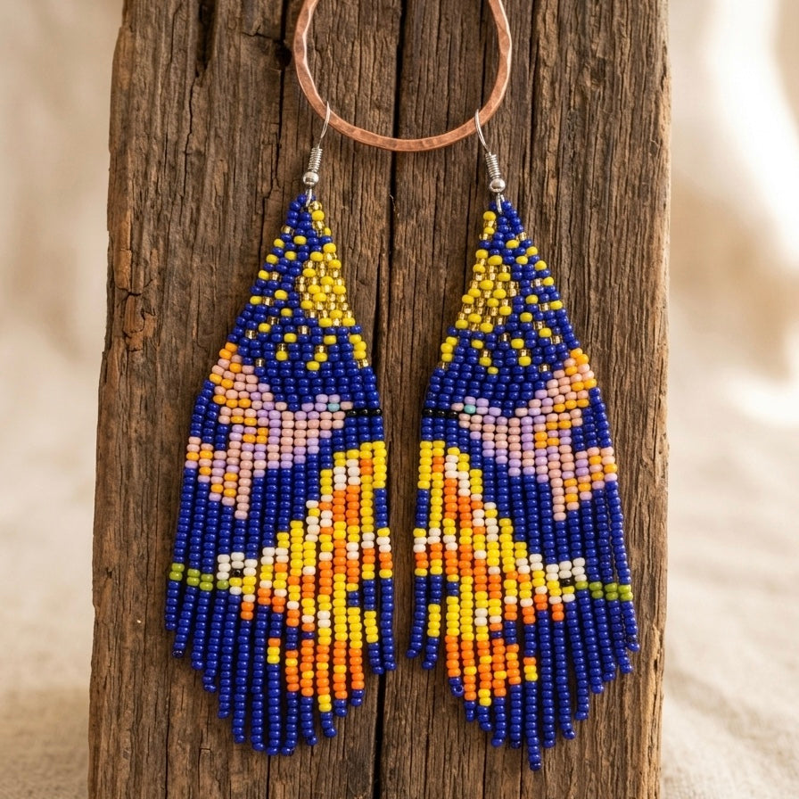 Blue Sky Dancer Beaded Earrings