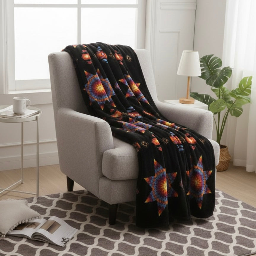 Star Burst Design Silk Touch Blanket