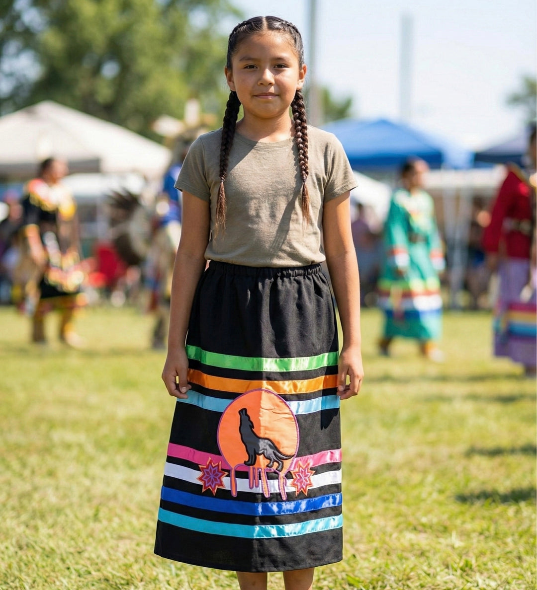 OLDTRIBES™ Youth Wolf Ribbon Skirt