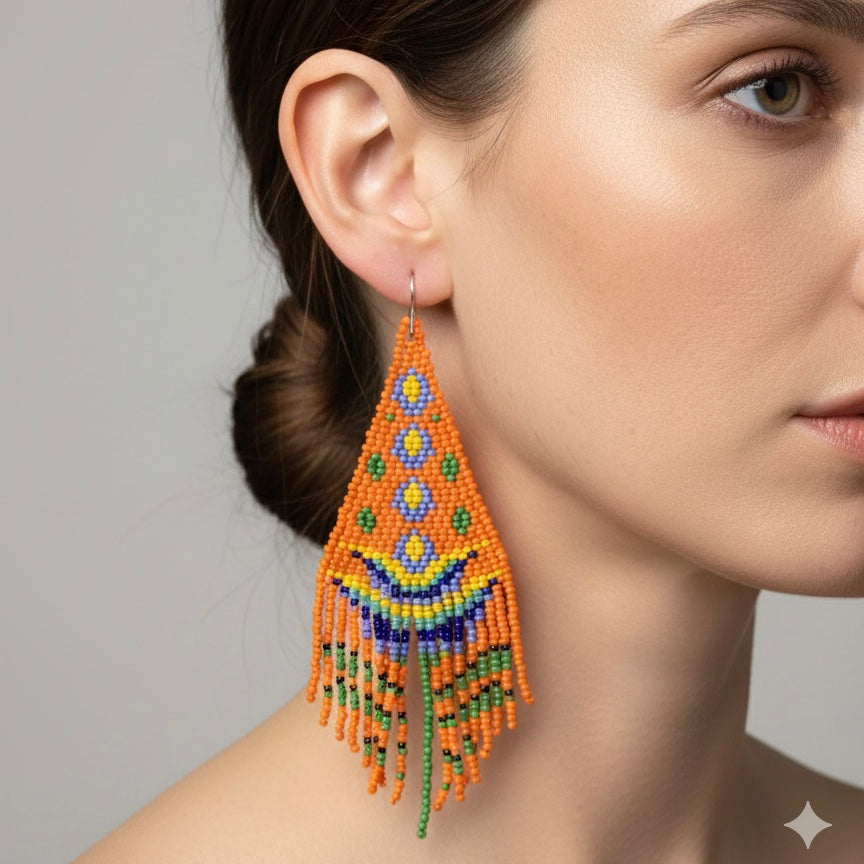 Orange yellow Flame Blossom Drop Earrings