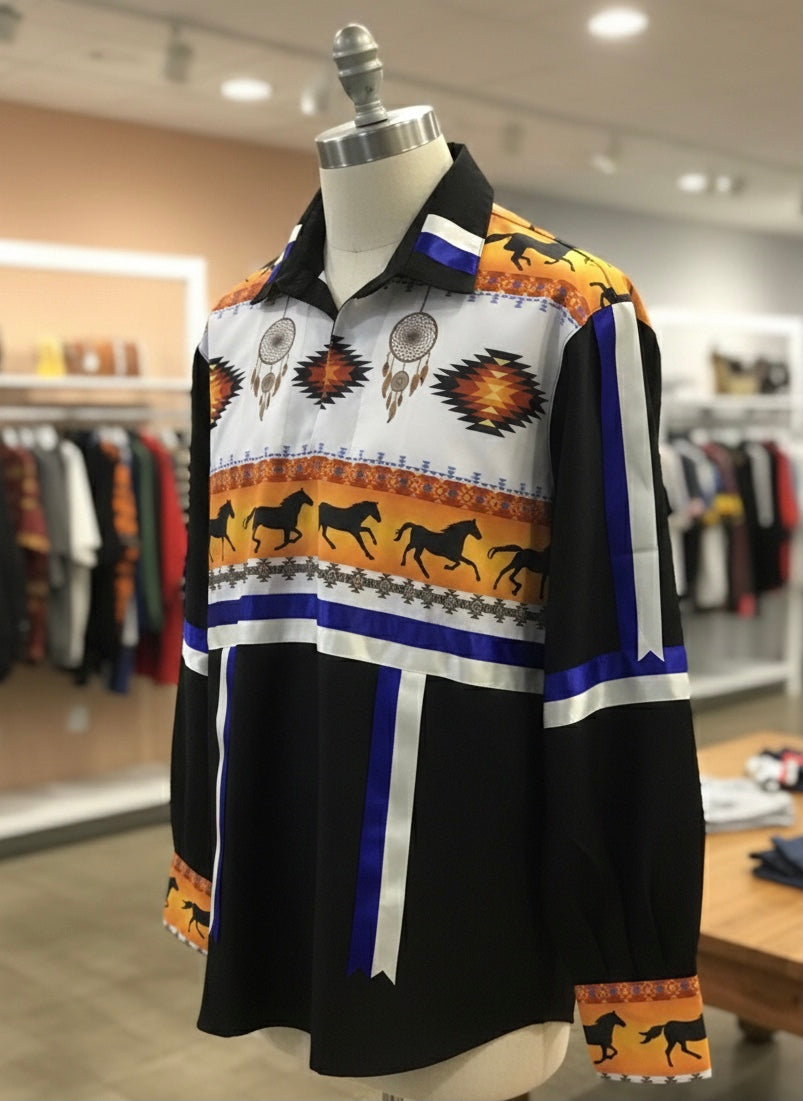 Red and Beige Ribbon Shirt