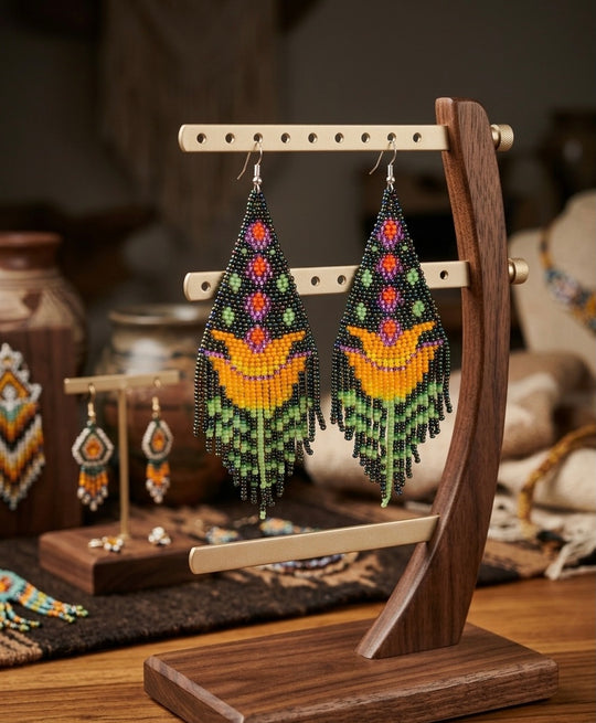 Brown Flame Blossom Drop Earrings