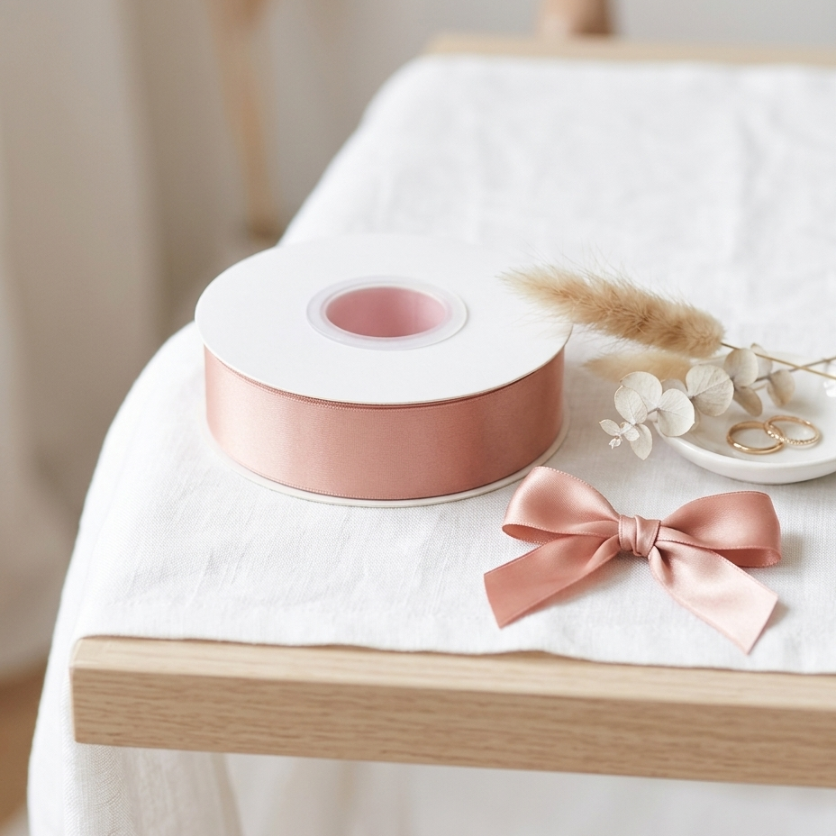 OLDTRIBES 30 Meter Double Face Peach #203 Ribbon Roll