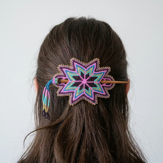 Purple Handmade Beaded Star Barrette