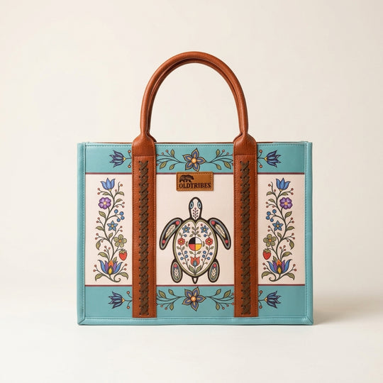 OLDTRIBES™  Leather Handbag (Turquoise Turtle)