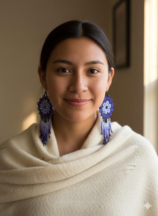 Blue Flower beaded Earrings