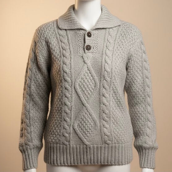 Veste grise en laine de lama tricotée à la main