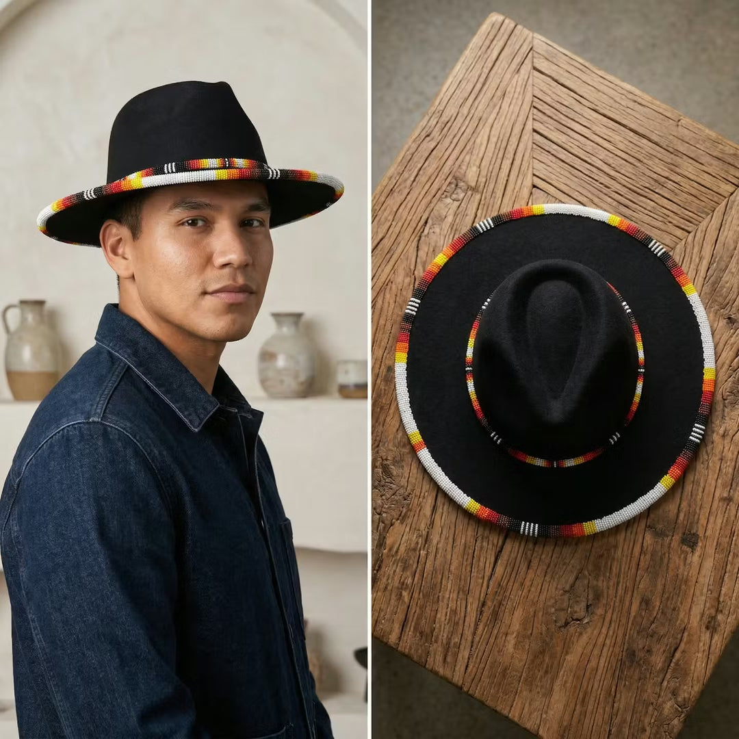 Size-60 Handmade Beaded Hat