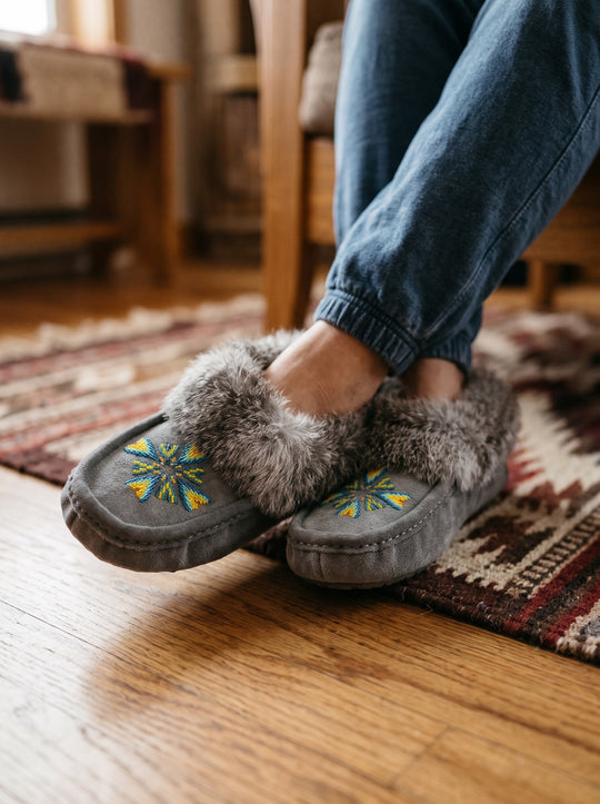 Moccasins with Beadwork (Size 9)
