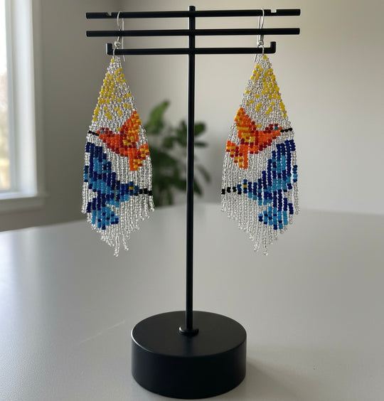 Silver Sky Dancer Beaded Earrings
