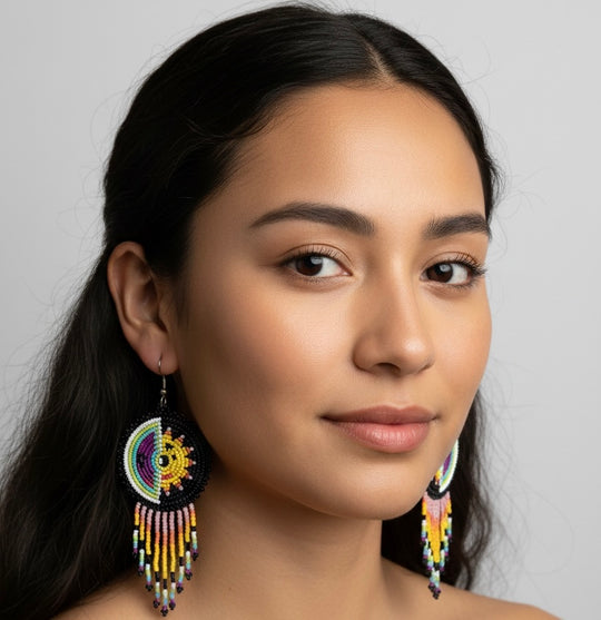 Black Sun & Moon Beaded Fringe